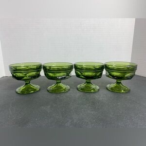 Vintage Anchor Hocking Fairfield Pedestal Sherbert/champagne Glasses Avocado~4